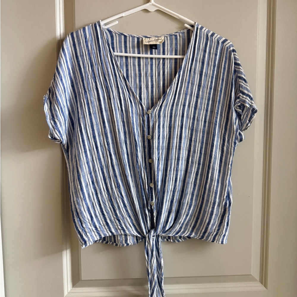 Universal Thread Blue and White Striped Blouse